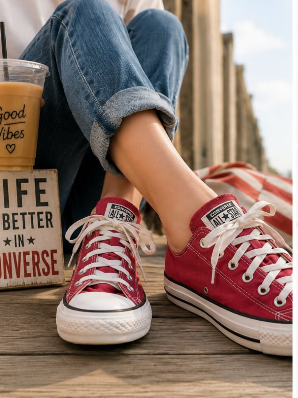 Converse Chuck Taylor Red Low Top Sneakers Women 9 Men 7 Americana Classic